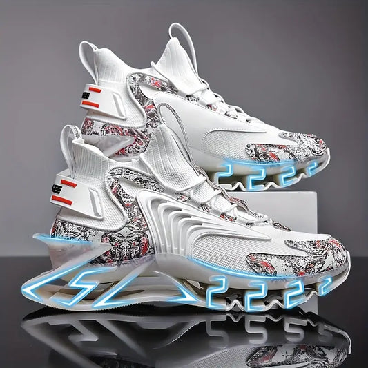 Men's Trendy Woven Knit Breathable Blade Type Running Sneakers
