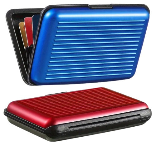 2Pcs RFID Credit Card Protector-Metal, Red and Blue