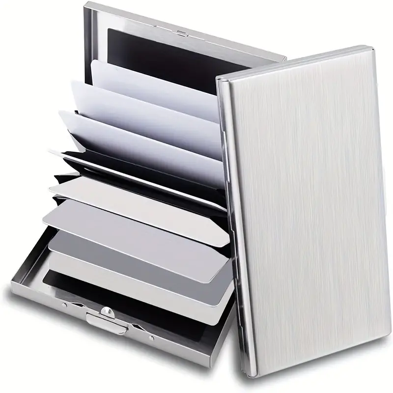3 Pcs RFID Credit Card Holder-Stainless Steel, Silver, Blue and Black.