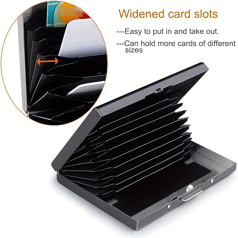 3 Pcs RFID Credit Card Holder-Stainless Steel, Silver, Blue and Black.